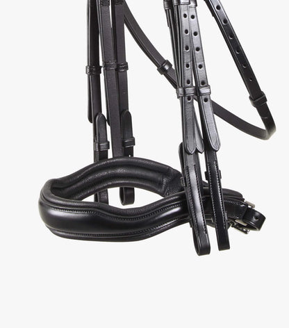 Black Leather Double Bridle | Premier Equine Anatomical Horse Tack with Diamante Browband for Dressage | Equiflair