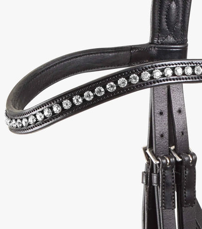 PREMIER EQUINE Black Anatomical Double Bridle: Italian Leather, Diamante Browband