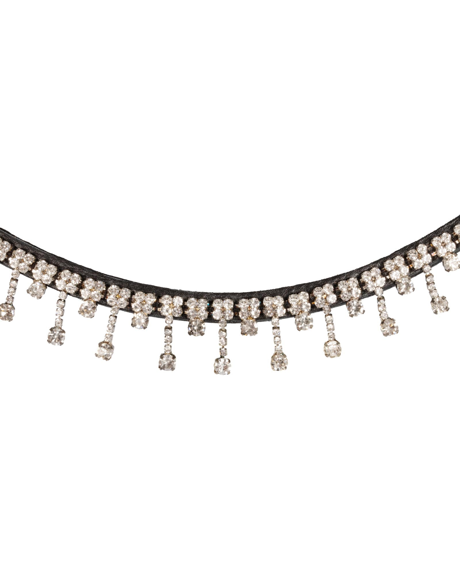 Acavallo Queen Browband Calfskin & Crystals Black