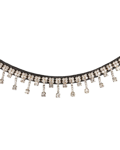 Acavallo Queen Browband Calfskin & Crystals Black