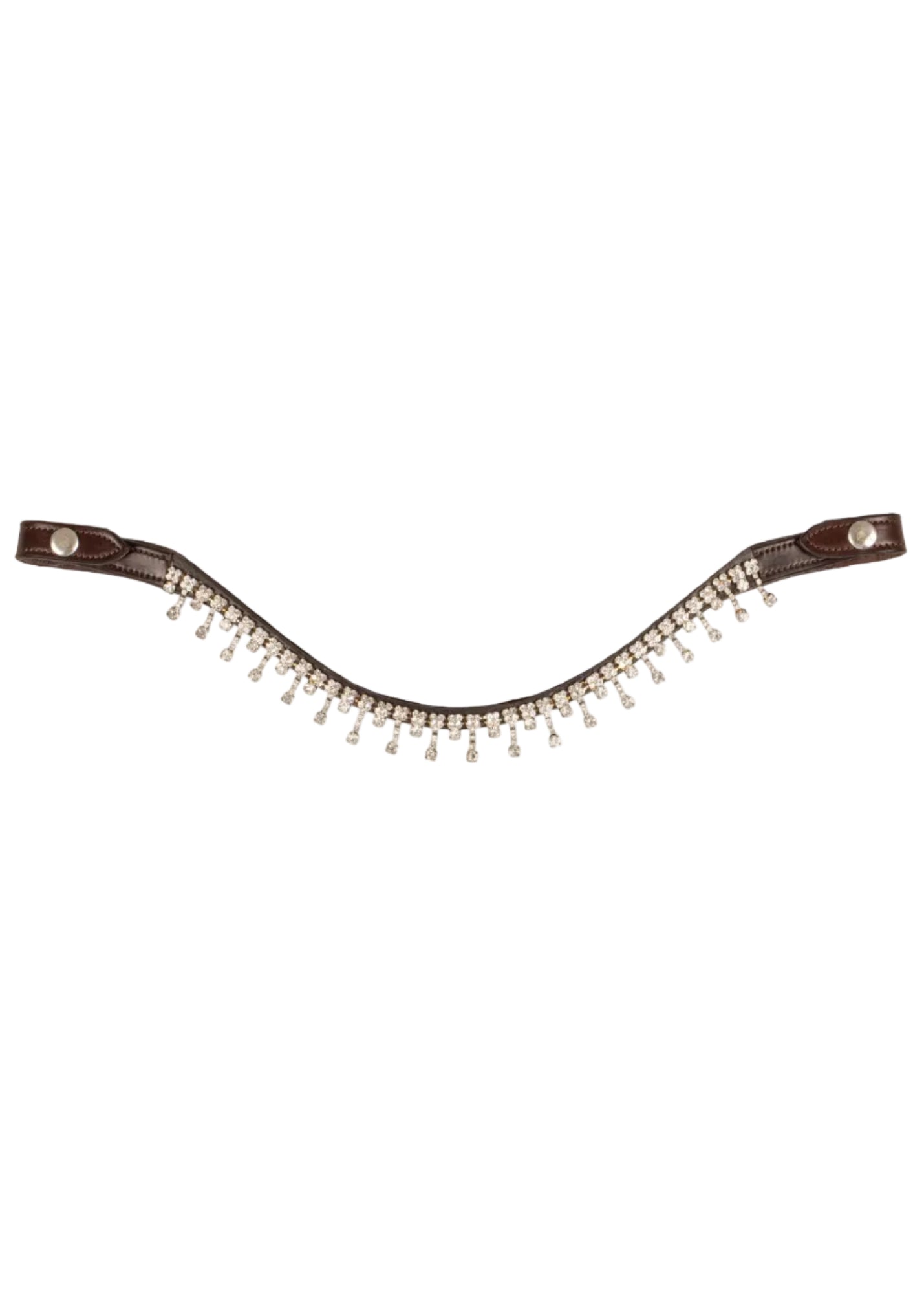 Acavallo Queen Browband Calfskin & Crystals Dark Brown