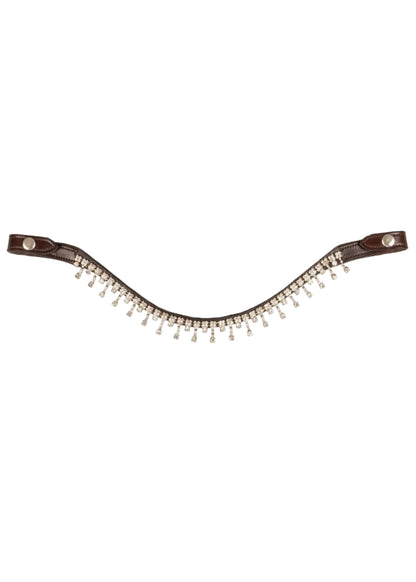 Acavallo Queen Browband Calfskin & Crystals Dark Brown