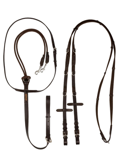 Acavallo Thiedemann Reins Tubular Nylon Dark Brown