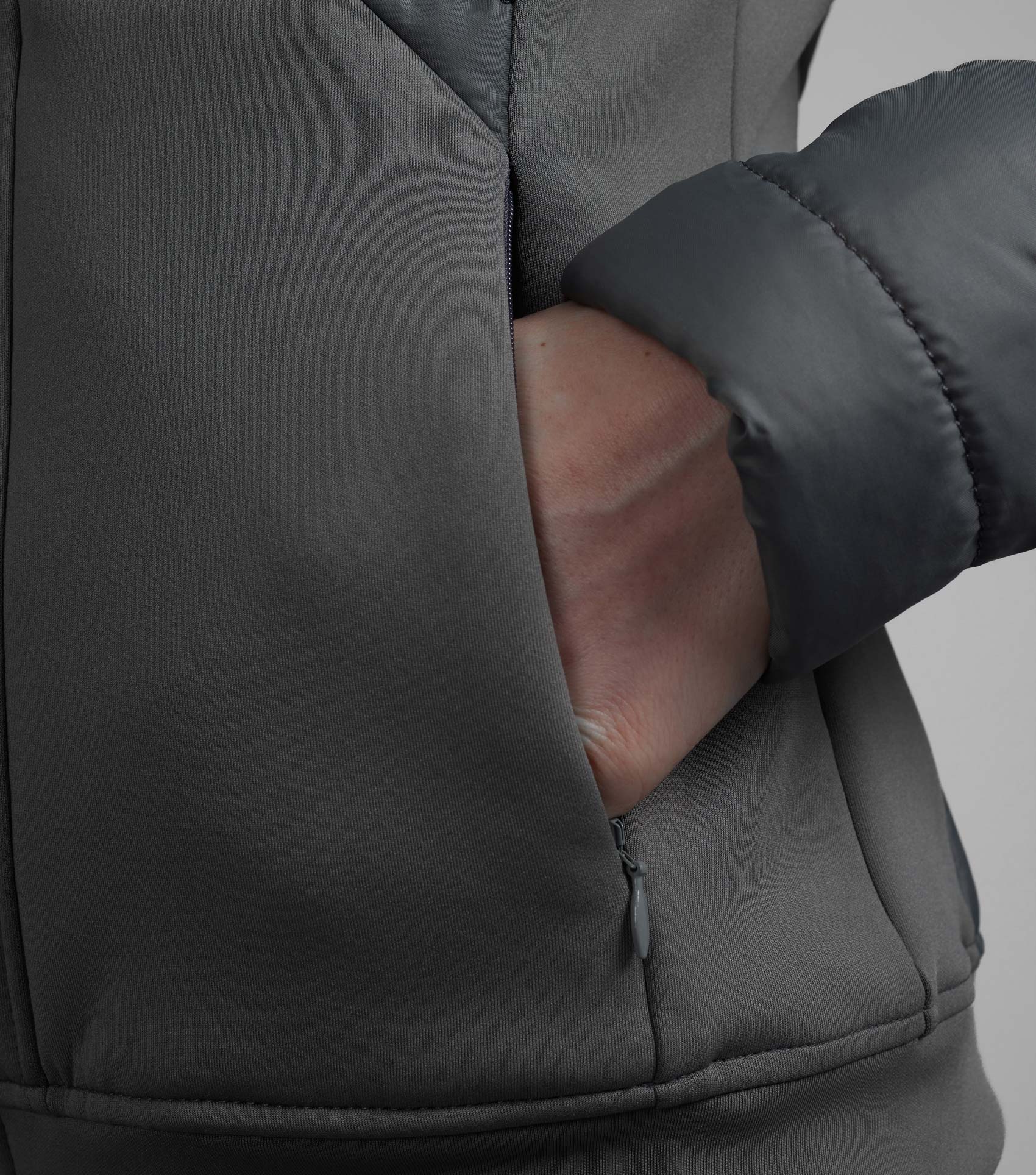 Agata Ladies Riding Jacket Anthracite: Equestrian Style & Comfort. Quilted, Zipped Pockets, Hooded Riding Jacket