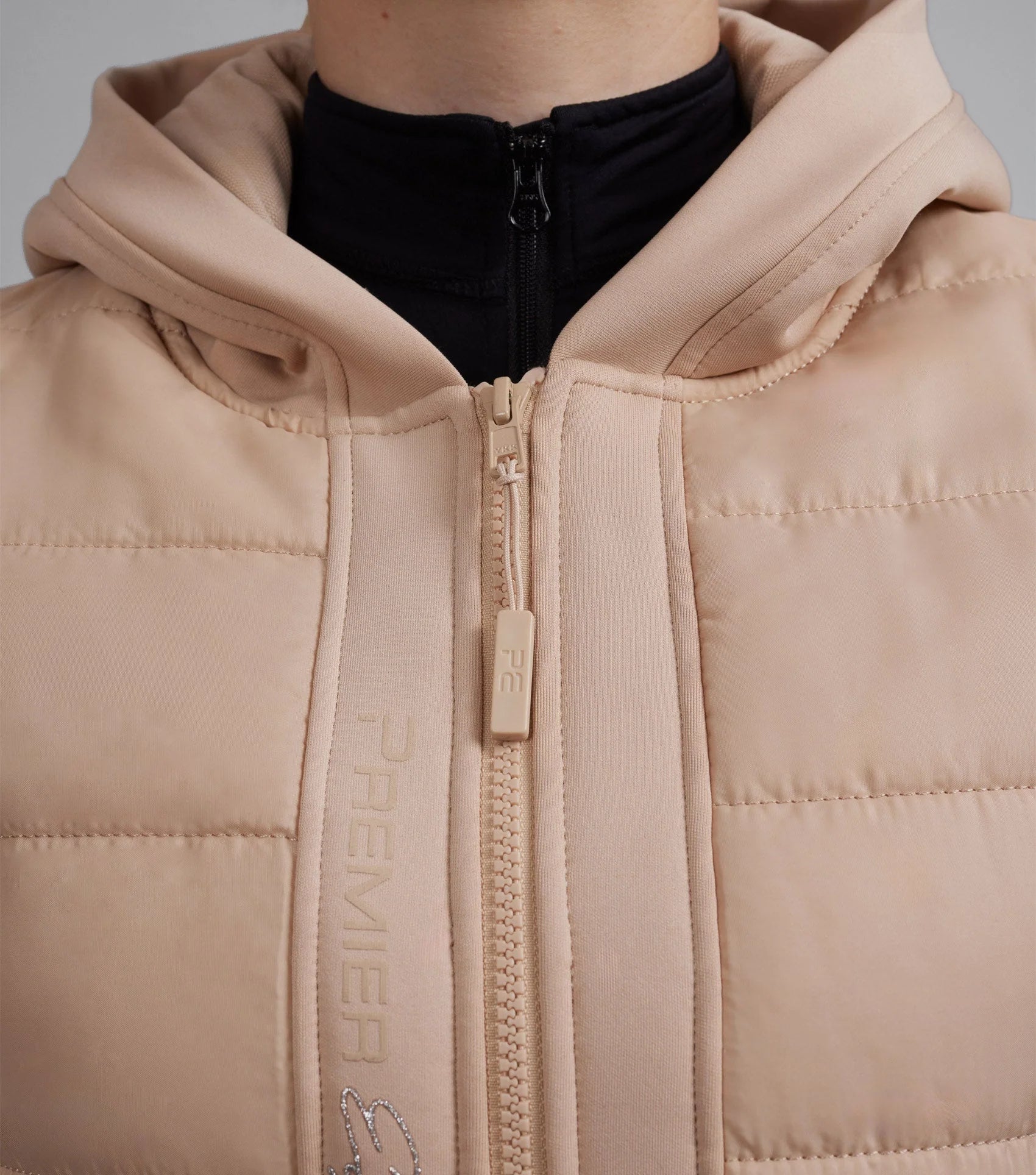 Premier Equine Agata Ladies Riding Jacket Champagne | Quilted Equestrian Coat with Hood, Premier Equine Riding Apparel