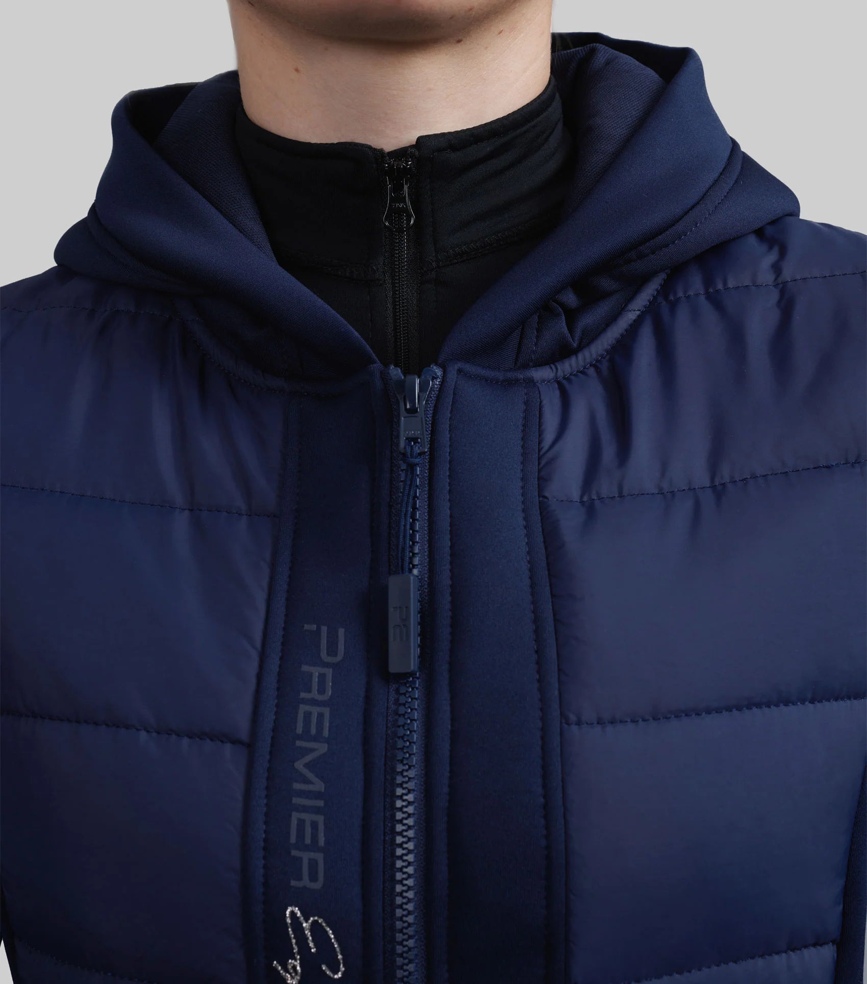 PREMIER EQUINE Agata Ladies Riding Jacket Navy: Quilted Equestrian Coat with Hood