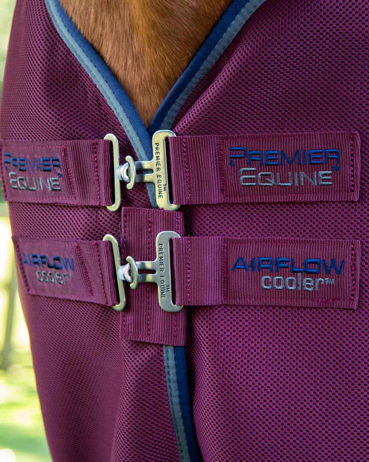 PREMIER EQUINE AIRFLOW COOLER RUG BURGUNDY - Breathable Horse Cooling Blanket