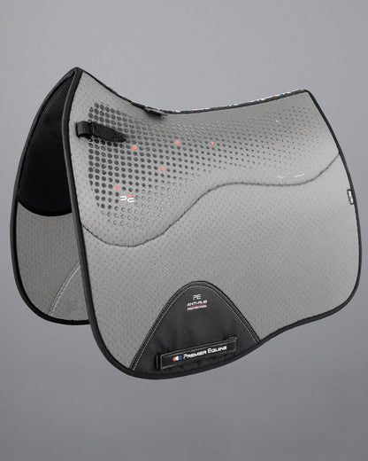 PREMIER EQUINE Airtechnology Anti-Slip Dressage Saddle Pad - Grey. Horse Riding Gear for Comfort and Performance