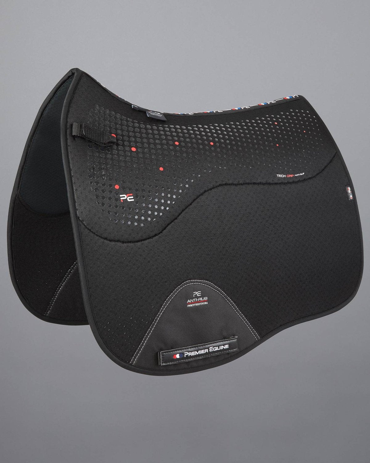 PREMIER EQUINE Black Dressage Saddle Pad - Anti-Slip AirTechnology Square for Horse Riding Comfort & Performance