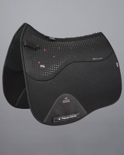 PREMIER EQUINE Black Dressage Saddle Pad - Anti-Slip AirTechnology Square for Horse Riding Comfort & Performance
