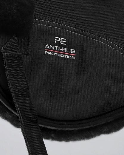 PREMIER EQUINE Saddle Pad: Black Wool Anti-Rub Protection. Airtechnology Shockproof Half Pad for Horse Riding