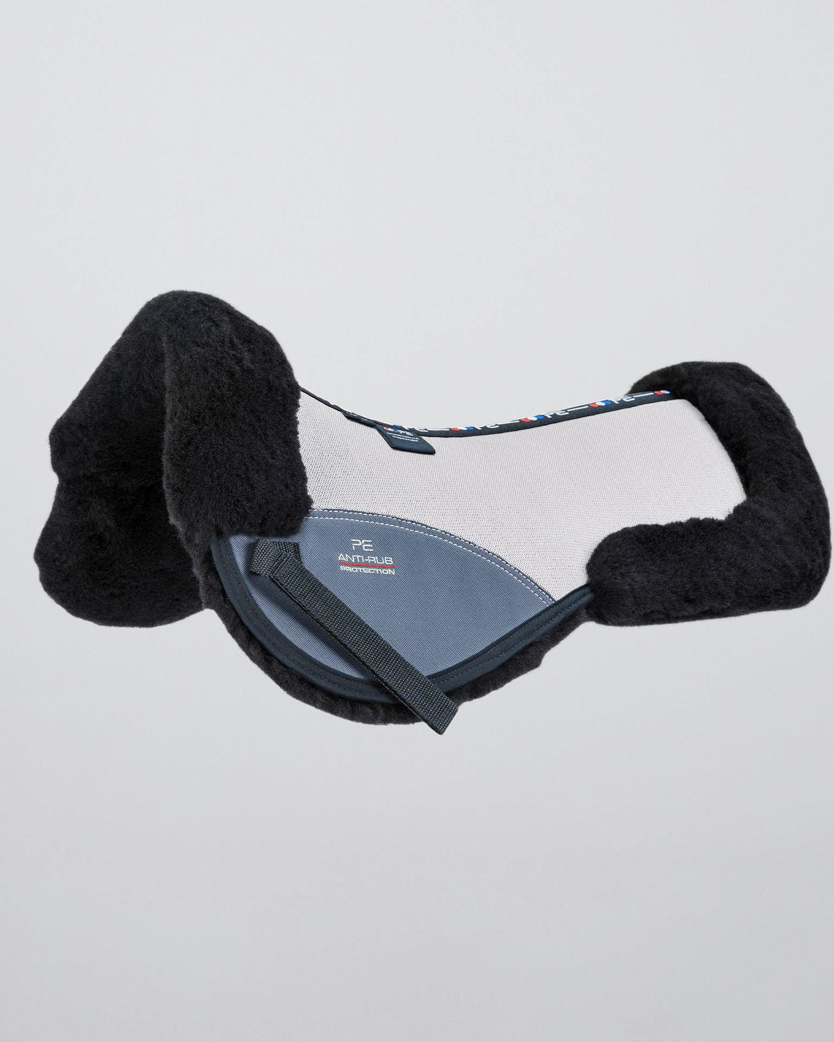 Premier Equine Airtechnology Shockproof Wool Saddle Pad - Half Pad Grey/Black Wool