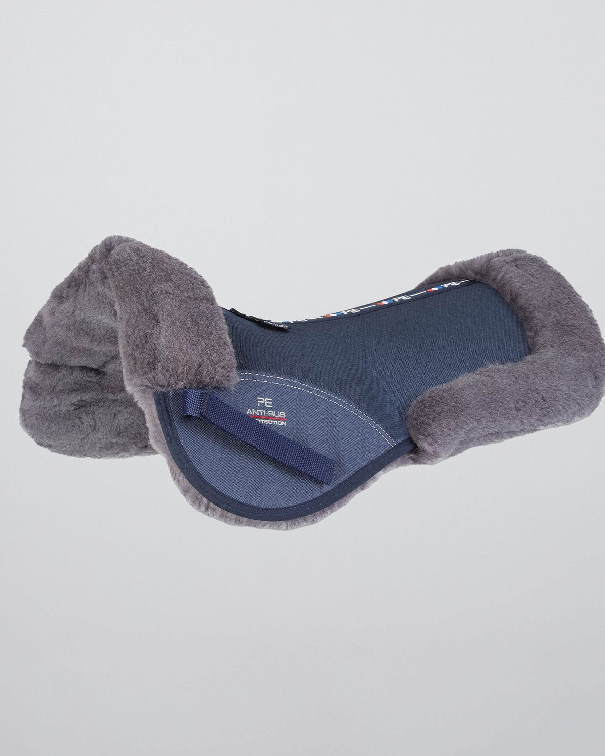 Premier Equine Airtechnology Shockproof Wool Saddle Pad - Half Pad Navy/Grey Wool