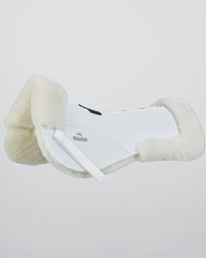 Premier Equine Airtechnology Shockproof Wool Saddle Pad - Half Pad White/Natural Wool