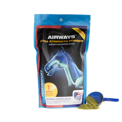 Equine America Airways Xtra Strength Powder 500g | Horse Respiratory Supplement for Clear Airways
