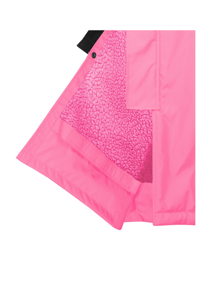 EQUIDRY Evolution Lux Women's Warm Waterproof Winter Horse Riding Coat Thick Fleece Lining with Faux Fur Trim Hood penelope pink leg strap