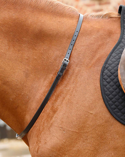 Premier Equine Altino Black Leather Horse Neck Strap | Equestrian Safety Aid