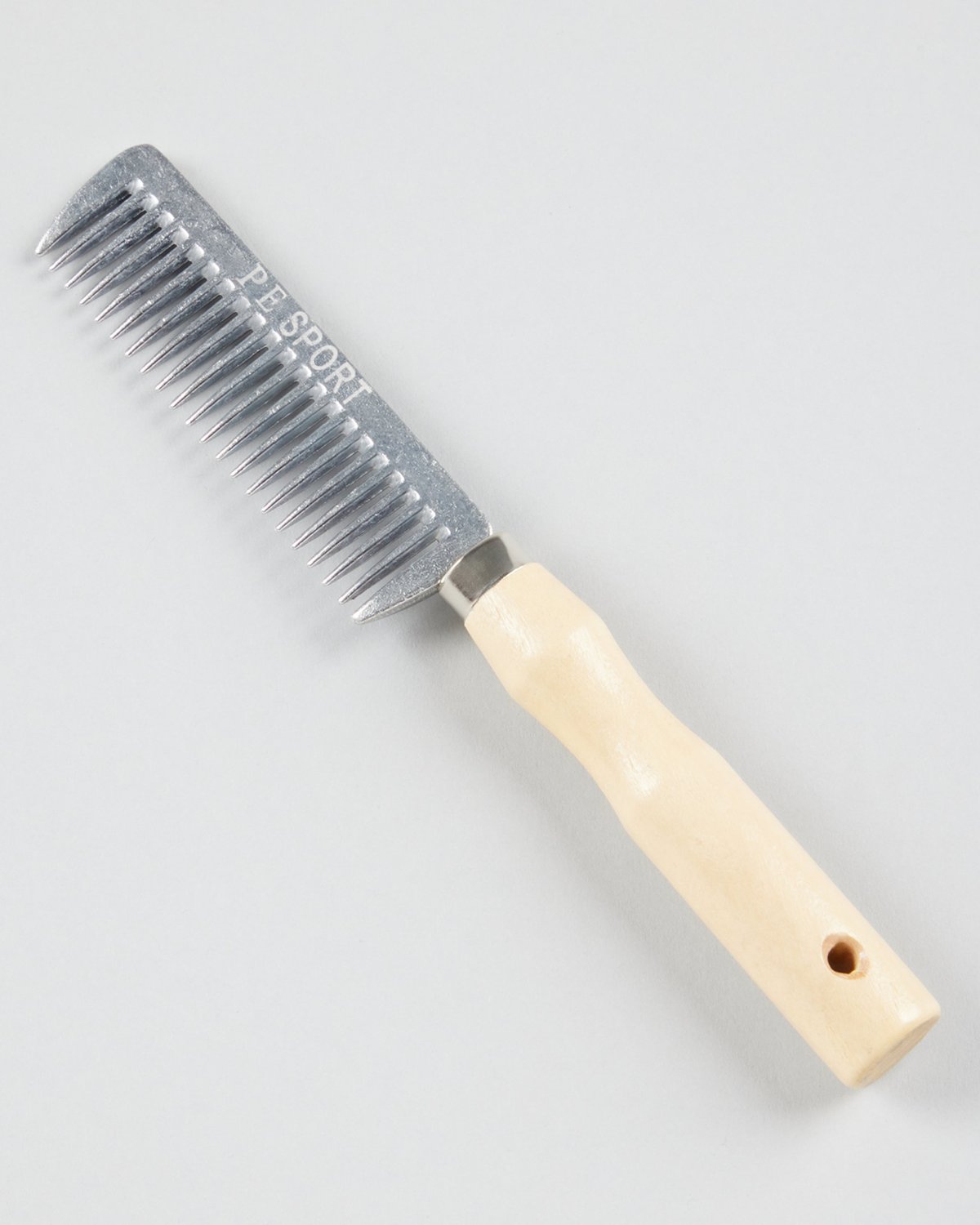 Premier Equine Aluminium Mane Comb with Wooden Handle Silver