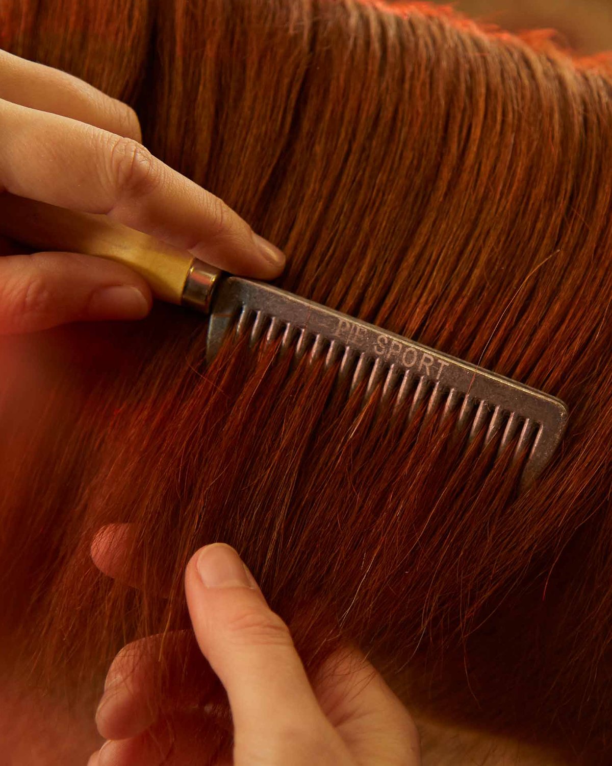 Premier Equine Aluminium Mane Comb with Wooden Handle Silver