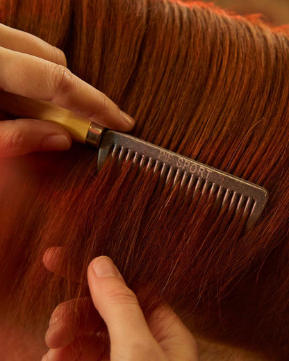Premier Equine Aluminium Mane Comb with Wooden Handle Silver