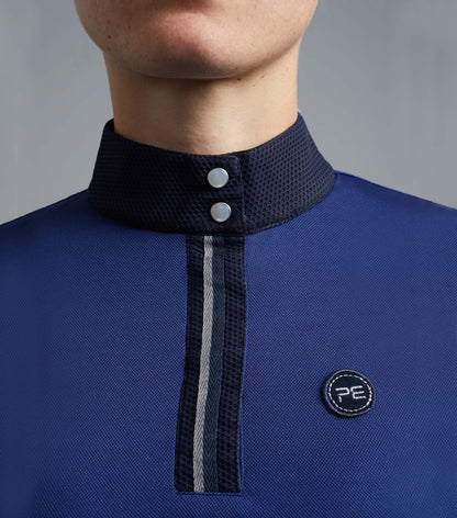 Premier Equine Navy Riding Top: Ladies Technical Short Sleeve Equestrian Shirt