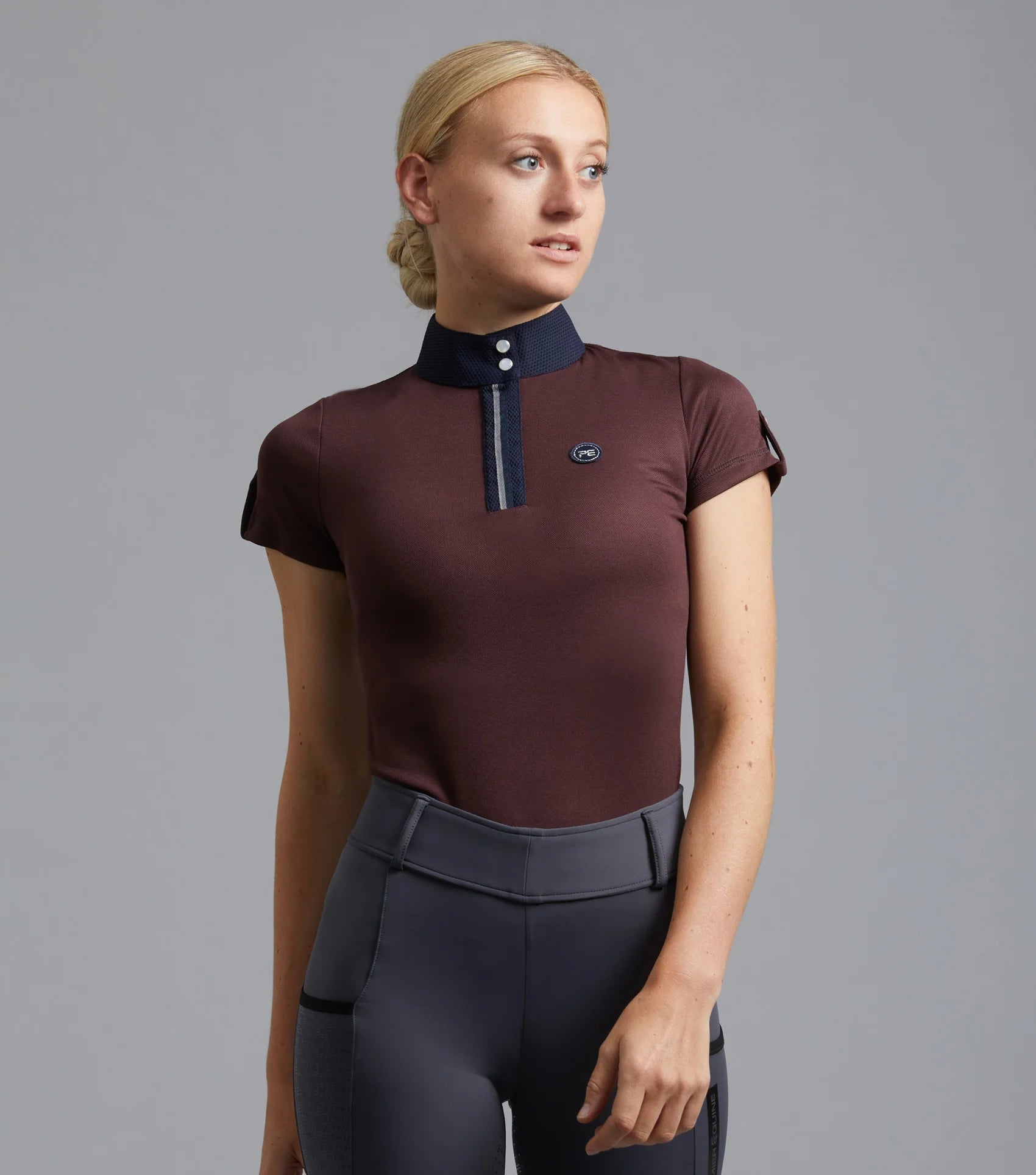 Premier Equine Amia Ladies Riding Top Wine - Technical Short Sleeve Shirt