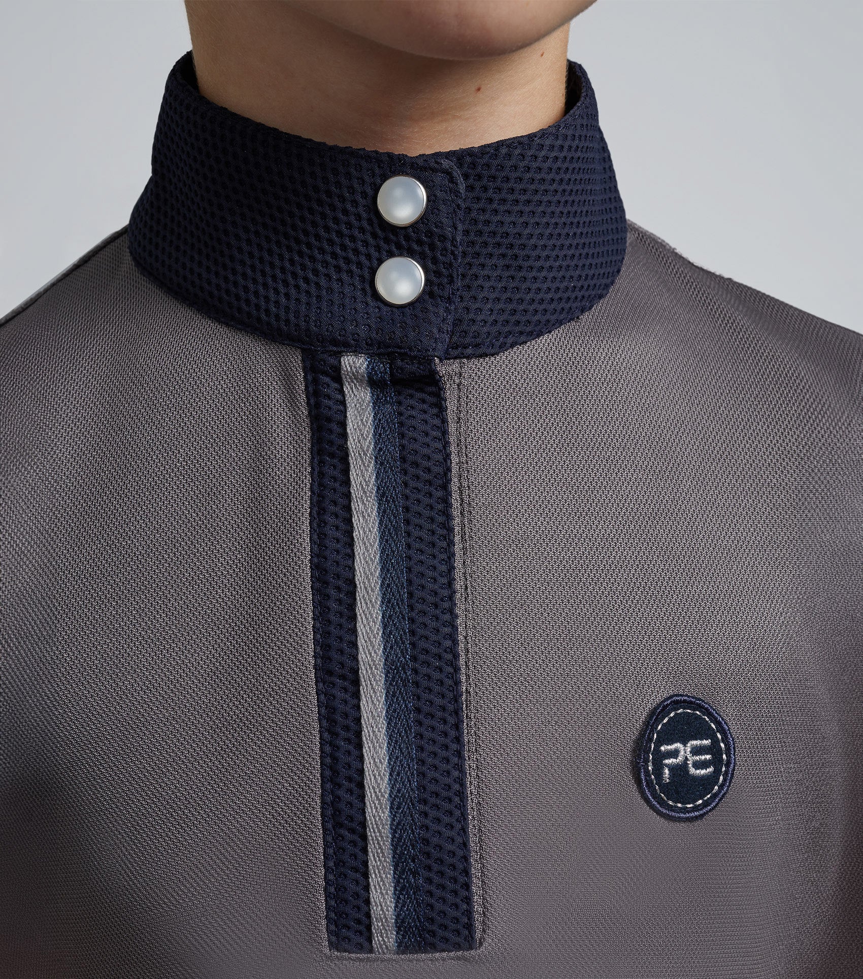 Premier Equine Grey Girl's Riding Top - Technical Short Sleeve Shirt