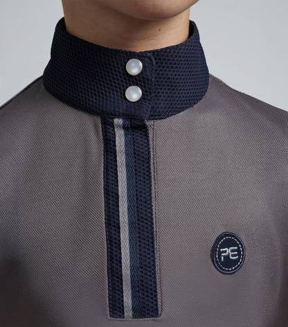 Premier Equine Grey Girl's Riding Top - Technical Short Sleeve Shirt