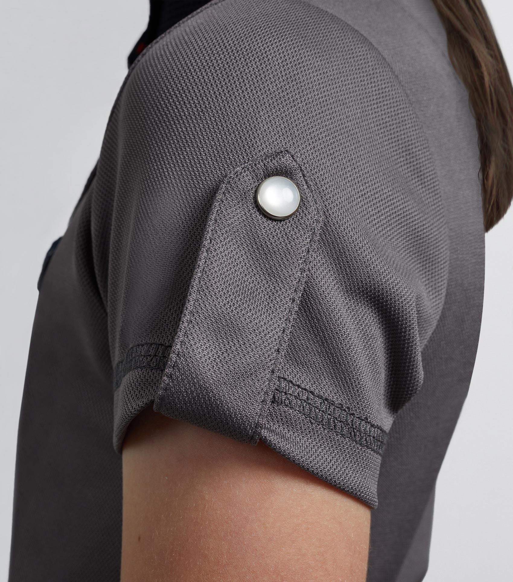Premier Equine Girl's Grey Riding Top - Short Sleeve Technical Shirt