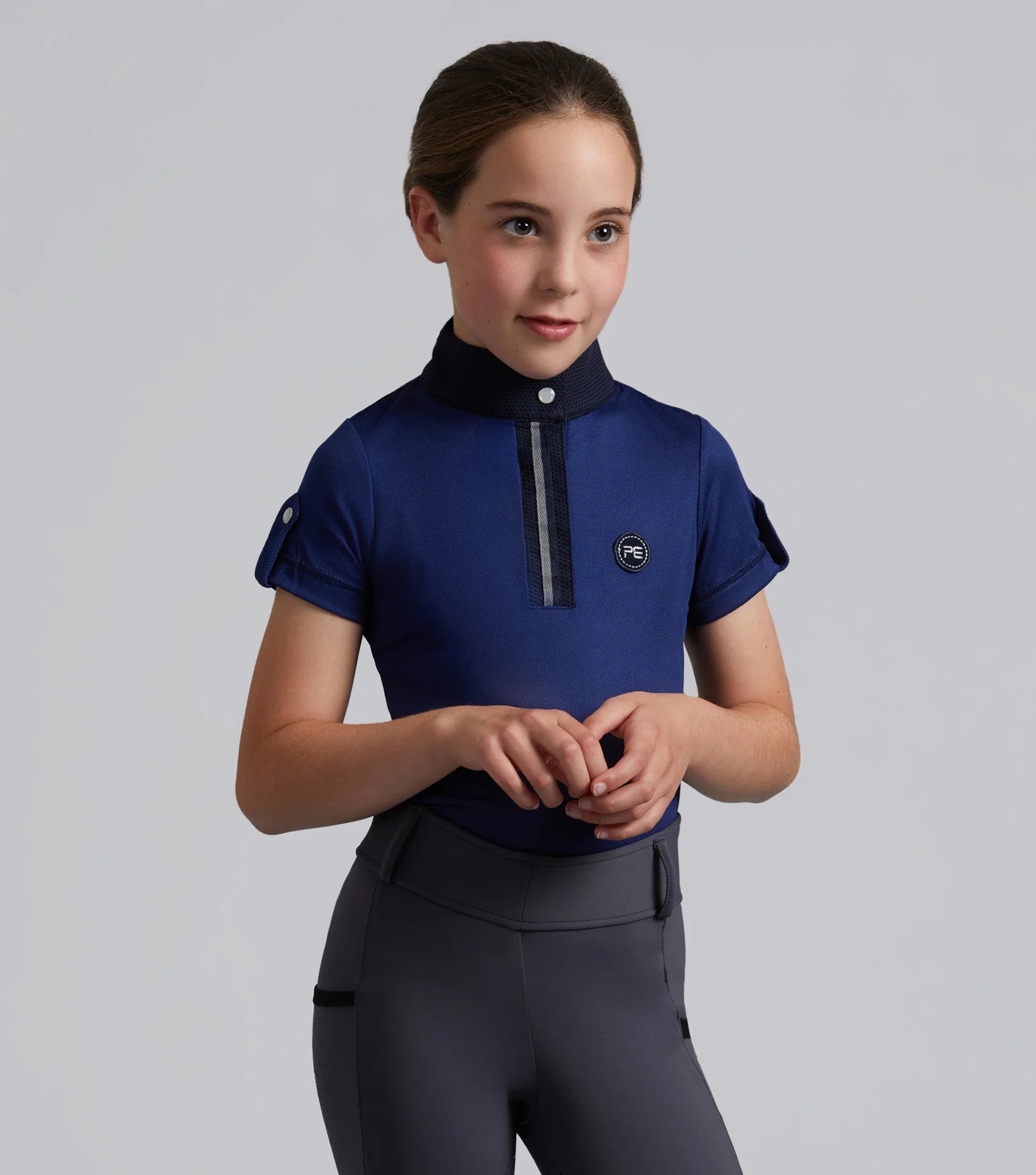 Premier Equine Girl's Riding Top - Navy Blue Technical Shirt and Leggings Riding Apparel