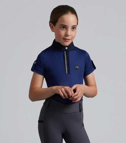 Premier Equine Girl's Riding Top - Navy Blue Technical Shirt and Leggings Riding Apparel