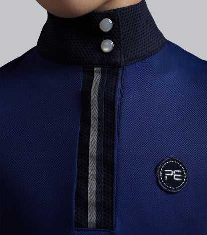 Premier Equine girl's navy riding top. Technical, short sleeve equestrian shirt. Buy now!