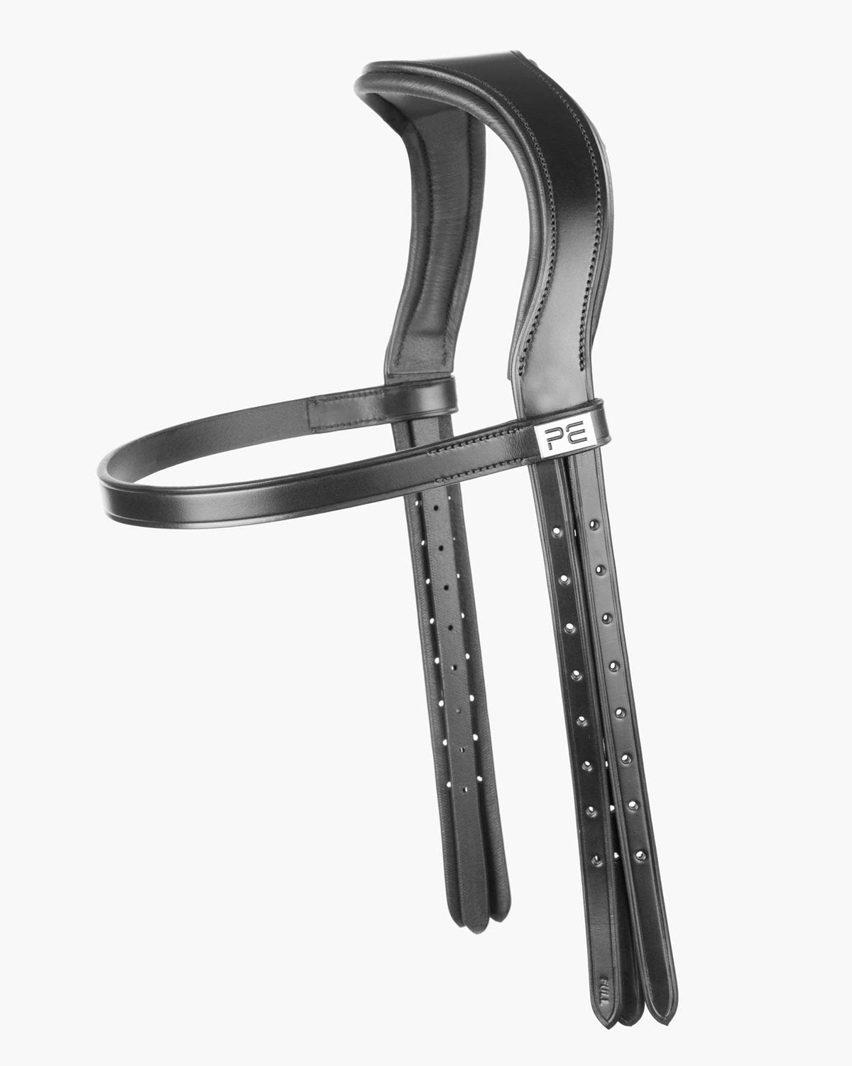 Premier Equine Anatomical Headpiece Black: Italian Leather Horse Bridle Accessory. Comfort, pressure distribution, equestrian tack.