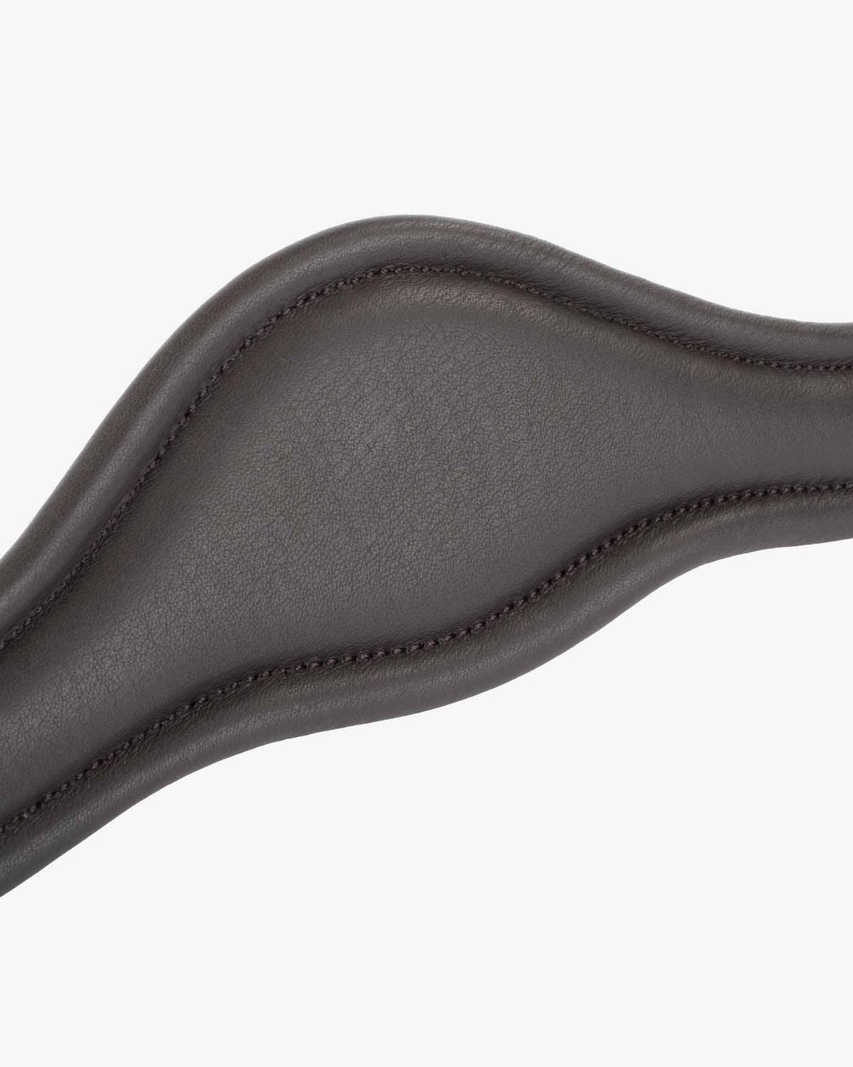 Brown Leather Equine Headpiece - Anatomical Shaped Poll Pad with Stitching Detail for Horse Comfort