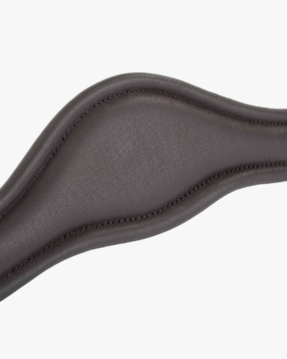 Brown Leather Equine Headpiece - Anatomical Shaped Poll Pad with Stitching Detail for Horse Comfort