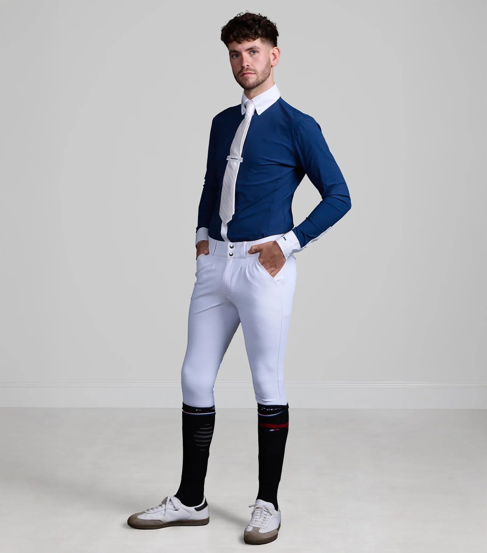 Premier Equine Men's Navy Show Shirt | Equestrian Competition Apparel | Horse Riding