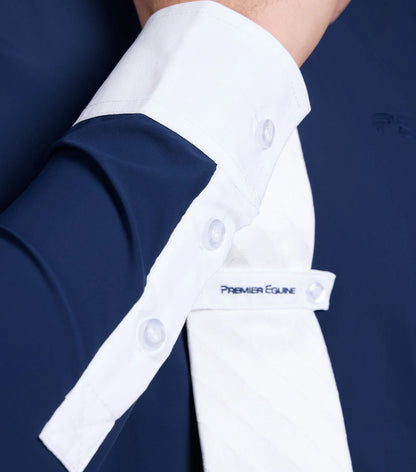 Premier Equine Men's Navy Show Shirt: White Cuff, Long Sleeve Equestrian Competition Shirt from Equiflair.