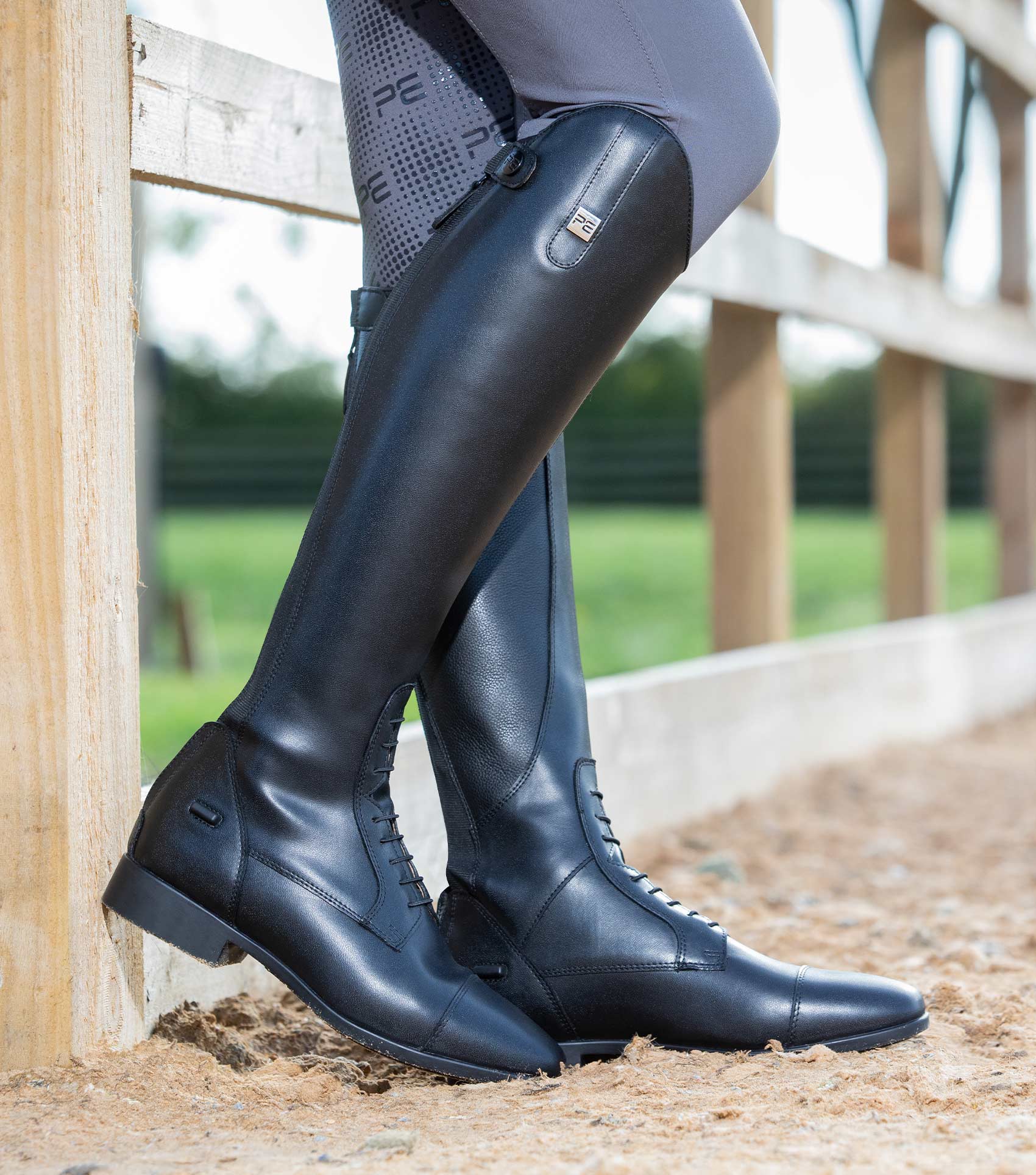Premier Equine Anima Ladies Synthetic Field Tall Riding Boots Black. Elegant Black Riding Boots for Women