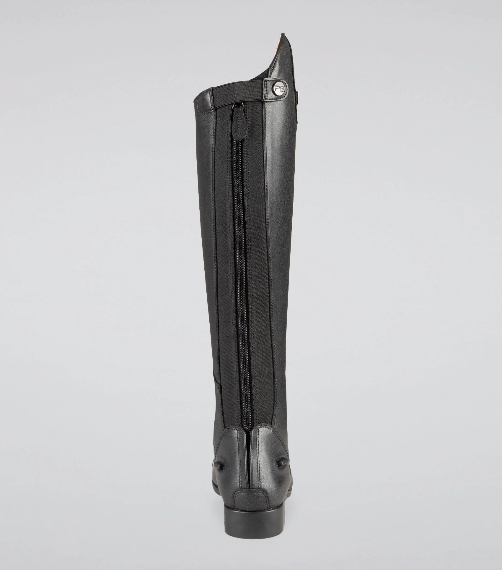 Premier Equine Anima Ladies Synthetic Field Riding Boot Black - Back view, zipper detail