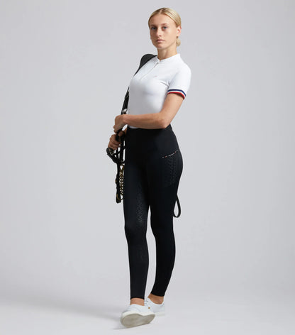 PREMIER EQUINE Aporia Riding Tights Ladies Jet Black: Pull-On, 4-Way Stretch, Silicone Seat, Pockets. Equiflair.