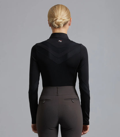 Premier Equine Arclos Ladies Black Technical Long Sleeve Riding Top | Equestrian Apparel