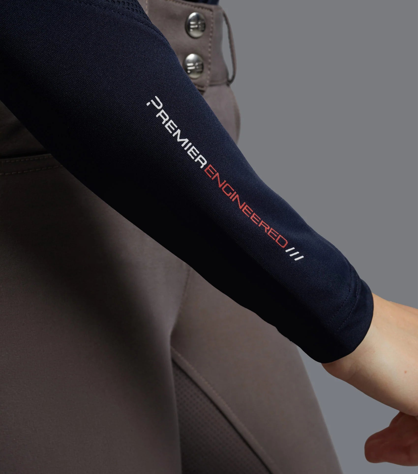 Premier Equine Arclos Navy Riding Top: Technical, Breathable, Moisture Wicking, Long Sleeve Jersey Fabric with Ventilation