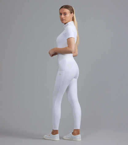 Premier Equine Aresso White Riding Tights: Full Seat Gel, Equestrian Apparel, Women's Horse Riding Leggings