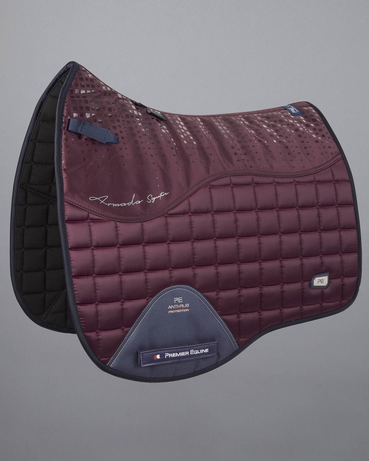 Premier Equine Armada Wine Dressage Saddle Pad | Quilted Satin, Anti-Slip | Equiflair
