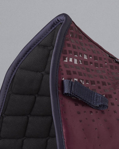 Premier Equine Armada Dressage Saddle Pad - Wine Color, Anti-Slip Gel, Air Tech Mesh. Luxury Equestrian Equipment