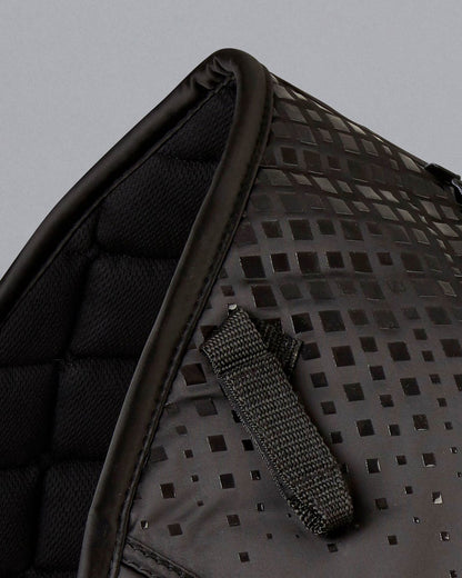 PREMIER EQUINE ARMADA Black GP/Jump Saddle Pad: Luxe Satin, Anti-Slip Gel, High Wither Design - Equiflair