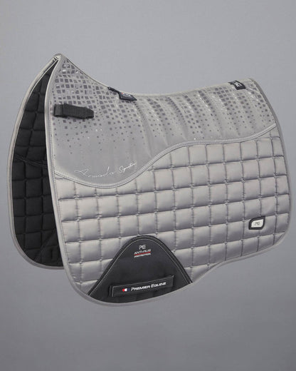 Premier Equine Armada Grey Dressage Saddle Pad. Luxe close contact square with anti-slip technology. Equiflair store.