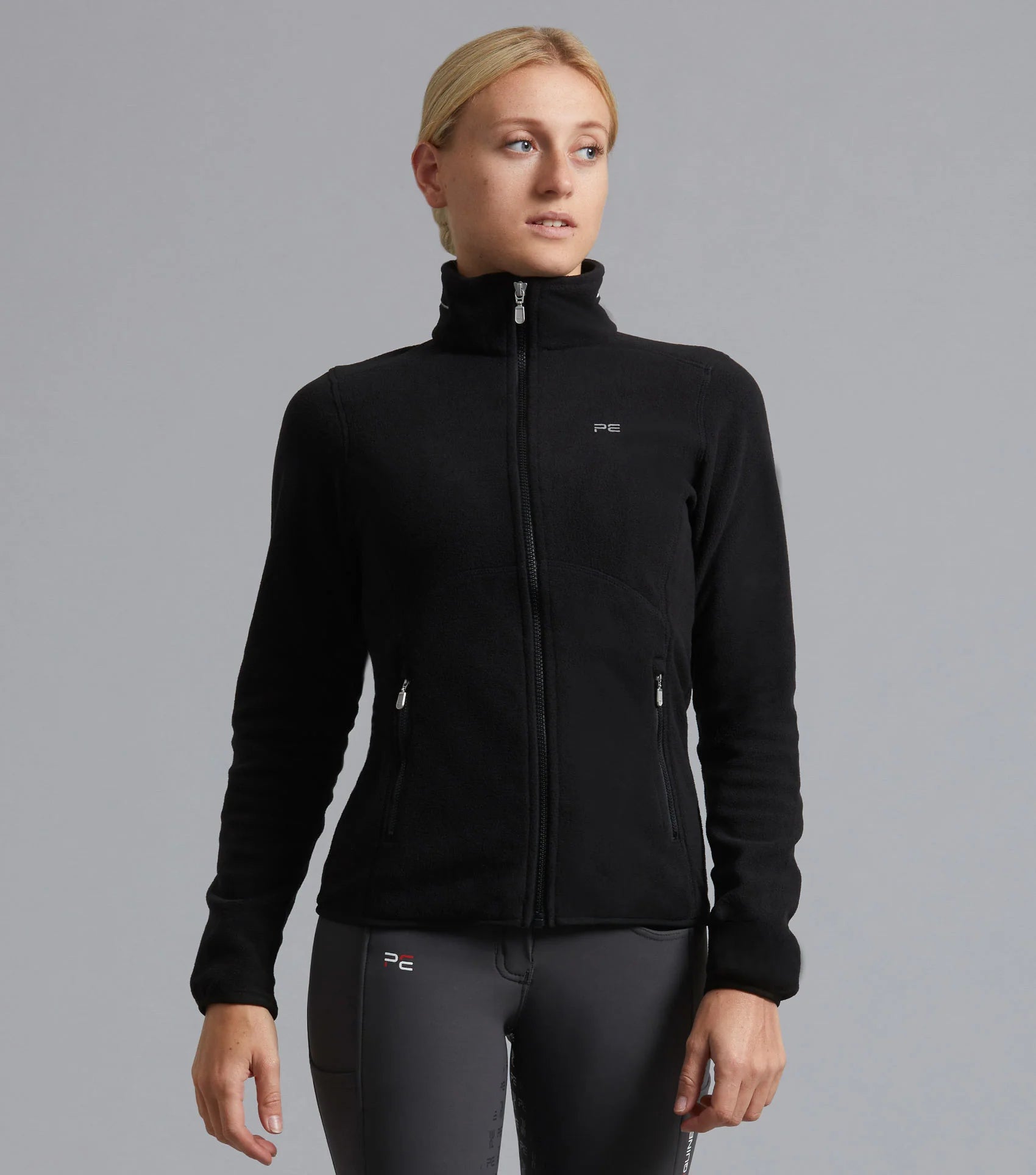 Premier Equine Ascendo Black Microfleece Riding Top | Equestrian Style, Slim Fit, Zipped Pockets