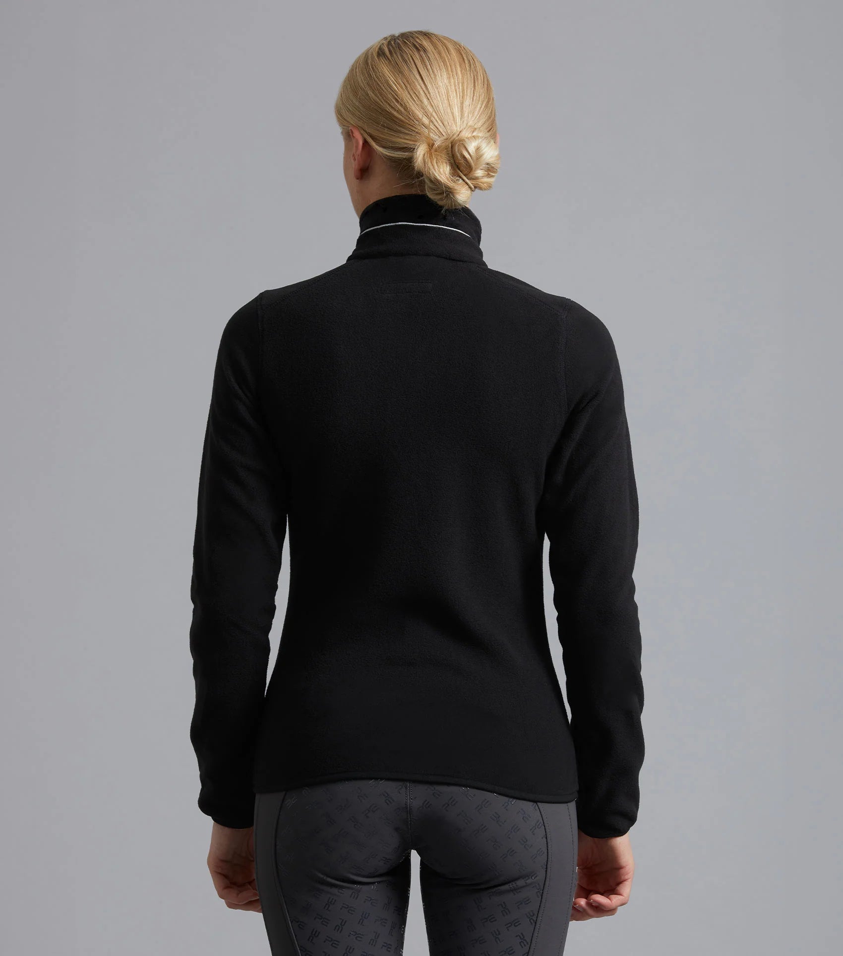 Premier Equine Ascendo Microfleece Riding Top - Black. Women's Equestrian Long Sleeve Jacket with Mock Neck