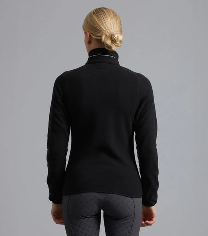 Premier Equine Ascendo Microfleece Riding Top - Black. Women's Equestrian Long Sleeve Jacket with Mock Neck